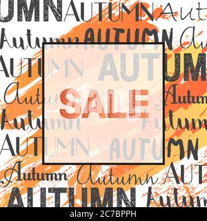 Trendy autumn sale banner in frame for poster commercial design, flyer and label Stock Vector