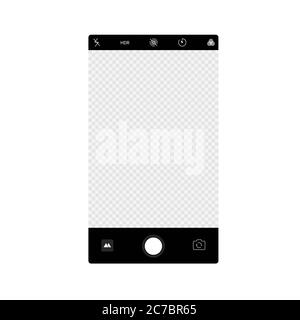Smartphone camera app screen interface background. Vector viewfinder display mockup photo composer Stock Vector