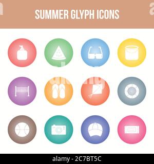 Unique summer vector glyph icon set Stock Vector