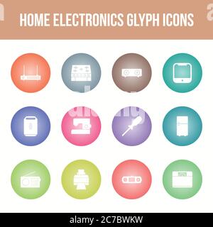 Unique home electronics vector glyph icon set Stock Vector
