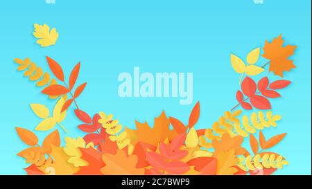 Vector Fall autumn colorful gradient paper leaves background Stock Vector