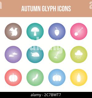 Unique autumn vector glyph icon set Stock Vector