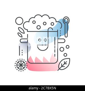 Cooking, kitchen recipe vector concept in trendy line lstyle with gradient flat color Stock Vector