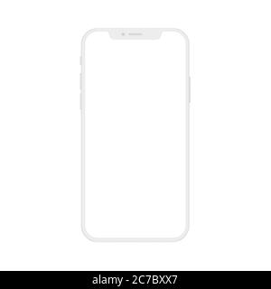 High quality realistic new version of soft clean white smartphone with blank white screen. Realistic vector mockup phone for visual ui app demonstration Stock Vector