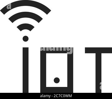 simple black iot thin line logo Stock Vector