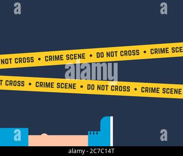 flat style crime scene with corpse Stock Vector