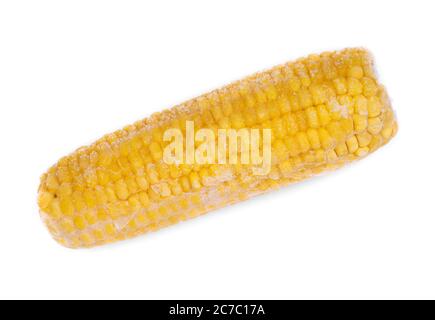 Frozen corn cob isolated on white background Stock Photo
