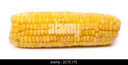 Frozen corn cob isolated on white background Stock Photo