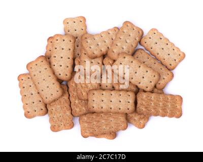 Heap of simple small cookies isolated over white background Stock Photo