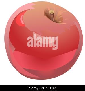The apple is red. Garden fruits. Mature. Vector illustration Isolated object. Close-up of a large apple. Flat style. Stock Vector