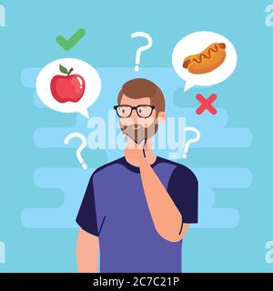 man thinking what to eat vector design Stock Vector