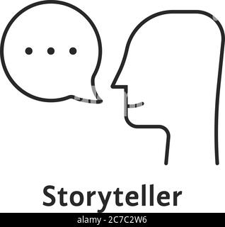 Storyteller Brand Digital Logo Icon. Story Teller Illustration Badge 