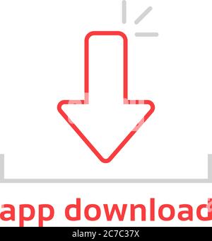 simple thin line app download logo Stock Vector
