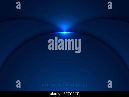 Blue circles overlapping layered with glow lighting effect on dark background space for text. Technology concept. Vector illustration Stock Vector