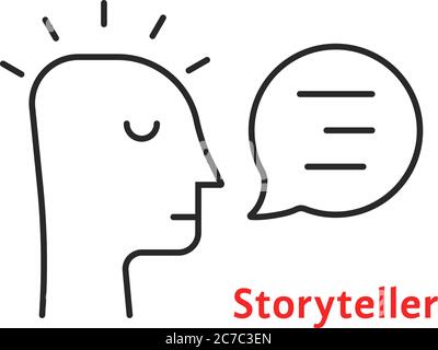 Storyteller brand digital logo icon. Story teller illustration badge ...