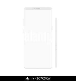 High quality new version of soft clean white elegant note smartphone with blank white screen. Realistic vector mockup tablet pad for visual ui app demonstration Stock Vector