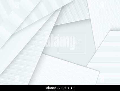 Paper cut banner concept. Paper curved abstract background for card poster brochure flyer design in soft light grey colors. 3d abstract background Stock Vector