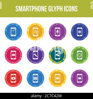 Unique smartphone vector glyph icon set Stock Vector