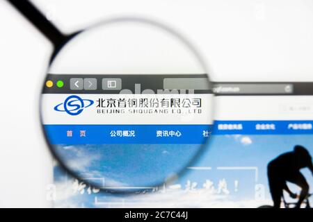 Los Angeles, California, USA - 10 March 2019: Illustrative Editorial, Beijing Shougang website homepage. Beijing Shougang logo visible on display Stock Photo