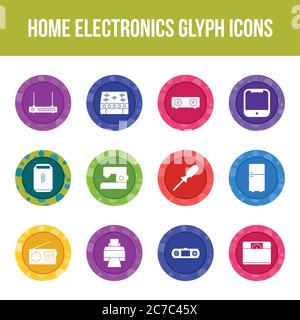 Unique home electronics vector glyph icon set Stock Vector