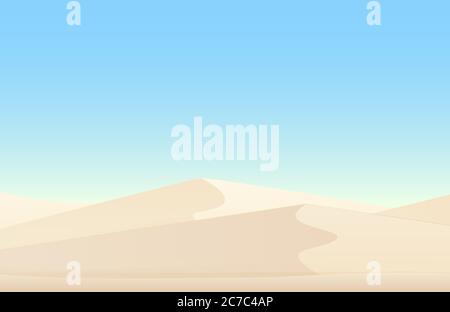 Desert white sand dunes egyptian vector landscape background Stock Vector