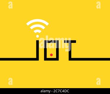 thin line black iot banner Stock Vector
