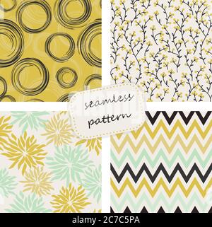 Vintage seamless colorful pattern in retro colors. Hand drawn. Vector pattern can be used for wallpaper, textile, invitation, web page background. Stock Vector