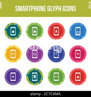 Unique smartphone vector glyph icon set Stock Vector