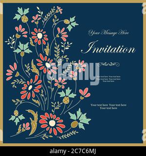 Template greeting card, invitation and advertising banner, brochure with space for text. Vintage Invitation or wedding. Hand drawn floral pattern. Stock Vector