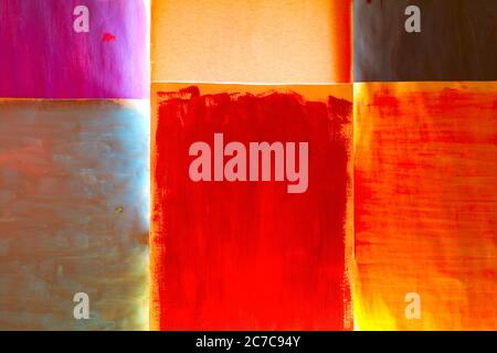 abstract colorful background, paintstrokes on cardboard, illuminated from the back Stock Photo