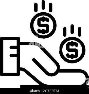 Take rest money coin icon, outline style Stock Vector