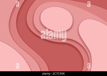 Pink and red background in paper cut and craft style Stock Vector