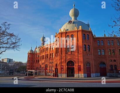 Facade of the 'Campo Pequeno' bullring built in 1800 in the Moorish style Stock Photo