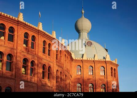 Facade of the 'Campo Pequeno' bullring built in 1800 in the Moorish style Stock Photo