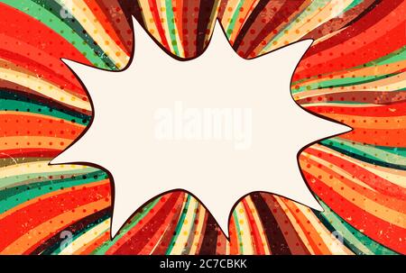 Splash or speech bubble pop art. Explosion in comics book style. Vintage retro starburst. Wallpaper backdrop for advertising or party. Comic strip Stock Vector