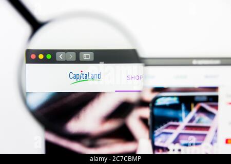 Los Angeles, California, USA - 25 March 2019: Illustrative Editorial of CapitaLand website homepage. CapitaLand logo visible on display screen. Stock Photo
