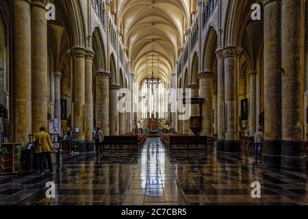 Beautiful inside shot of the Old Cathedral or Basilica of Our Lady in Tongeren, Belgium Stock Photo