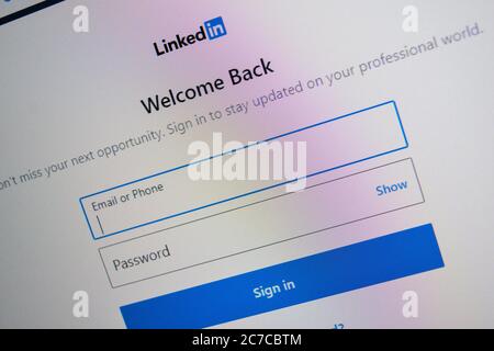 Linkedin website home page on computer screen. Bekasi, July 16 2020 Stock Photo