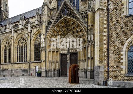 Beautiful outdoor shot of the Old Cathedral or Basilica of Our Lady in Tongeren, Belgium Stock Photo