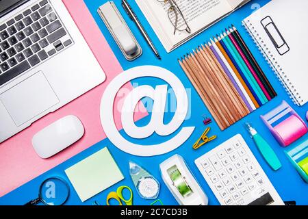 Office supplies and email sign Stock Photo