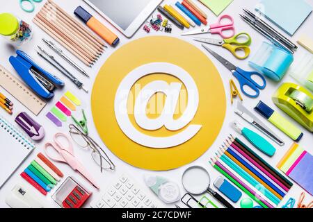 Office supplies and email sign Stock Photo