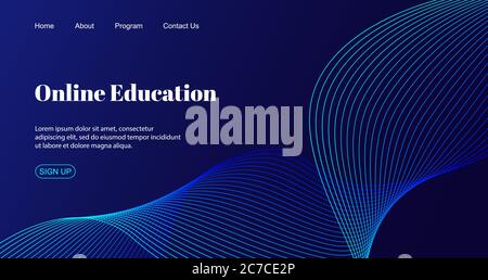 Online education landing page template. Vector abstract background for e-learning school Stock Vector