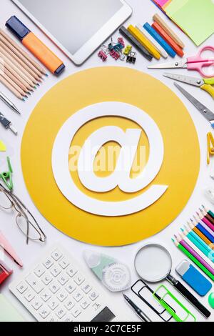 Office supplies and email sign Stock Photo