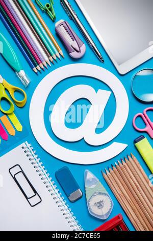 Office supplies and email sign Stock Photo