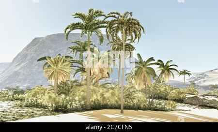 Beautiful natural background -African oasis 3d rendering Stock Photo