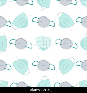 Seamless of respirator masks for prevention coronavirus from covid. Respirator masks consisting of covid accessory with prevention coronavirus. Respir Stock Vector