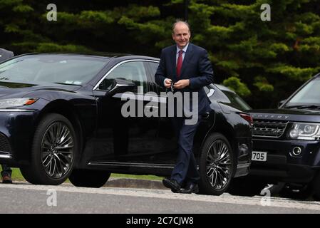 An Taoiseach Micheal Martin arrives to meet First Minister Arlene Foster and Deputy First Minister Michelle O'Neill at Stormont Castle in Belfast, Northern Ireland. Stock Photo