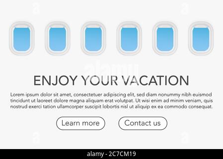 Airplane portholes range usable for banner, brochure, poster, web design in travel, trip, tourism theme vector illustration Stock Vector