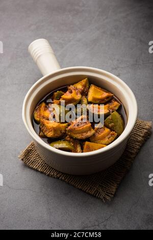 Homemade Mango Pickle or Aam ka Achar in a bowl, selective focus Stock Photo