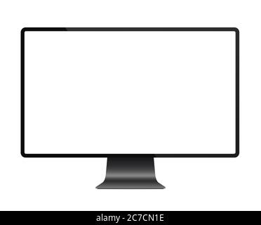 Realistic black modern thin frame display computer monitor vector illustration Stock Vector